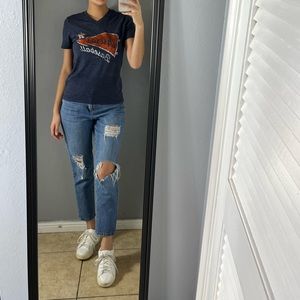 Women’s Navy blue Houston astros sports fan baseball MLB V-neck T-shirt sz XS